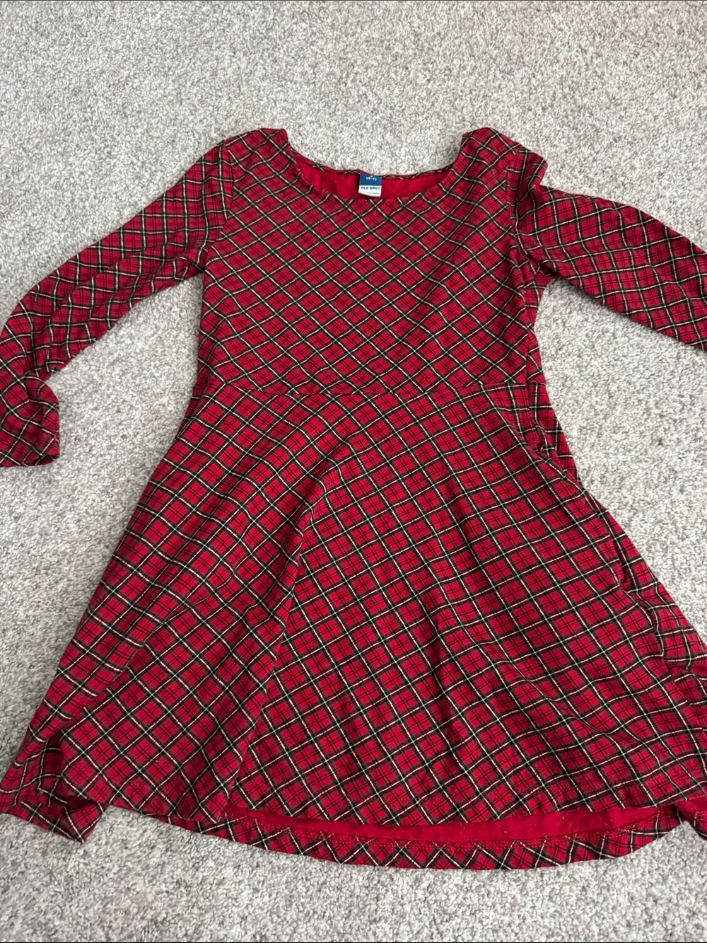 Old Navy Red Plaid Long-Sleeve Skater Dress